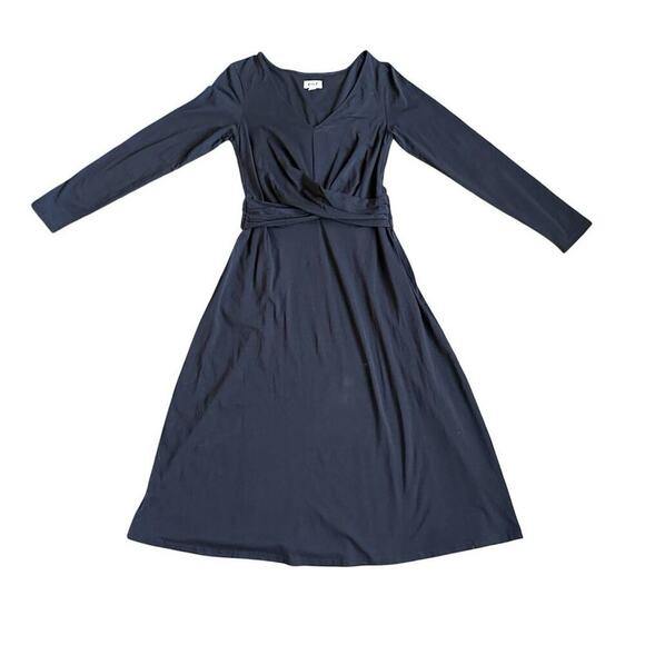 Pact Revive Wrap Front Midi Dress Black Sz M Minimalist Organic Cotton blend - Picture 4 of 7